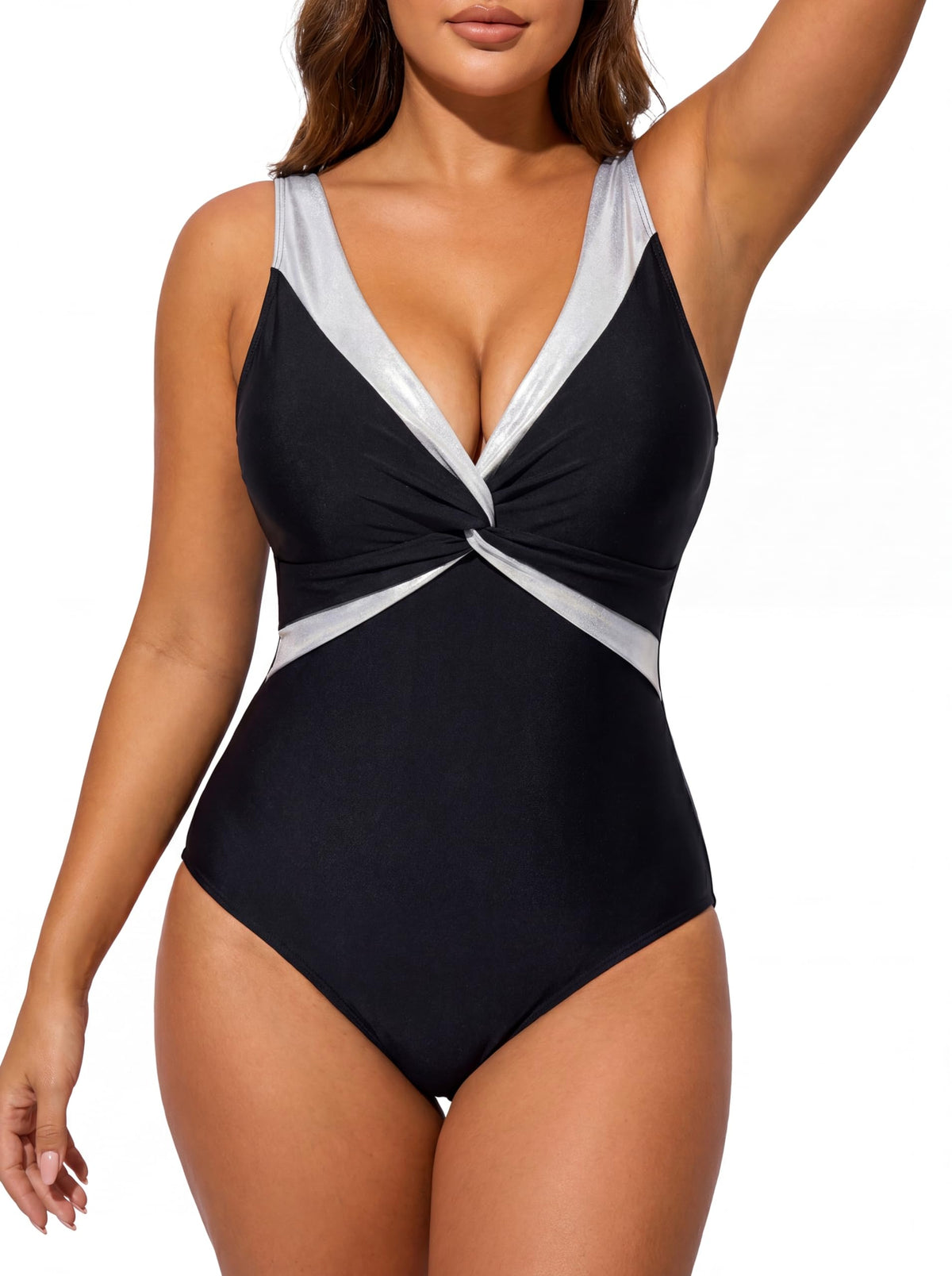 Soho Royal Tummy Control One Piece Swimsuit Twist Front V Neck